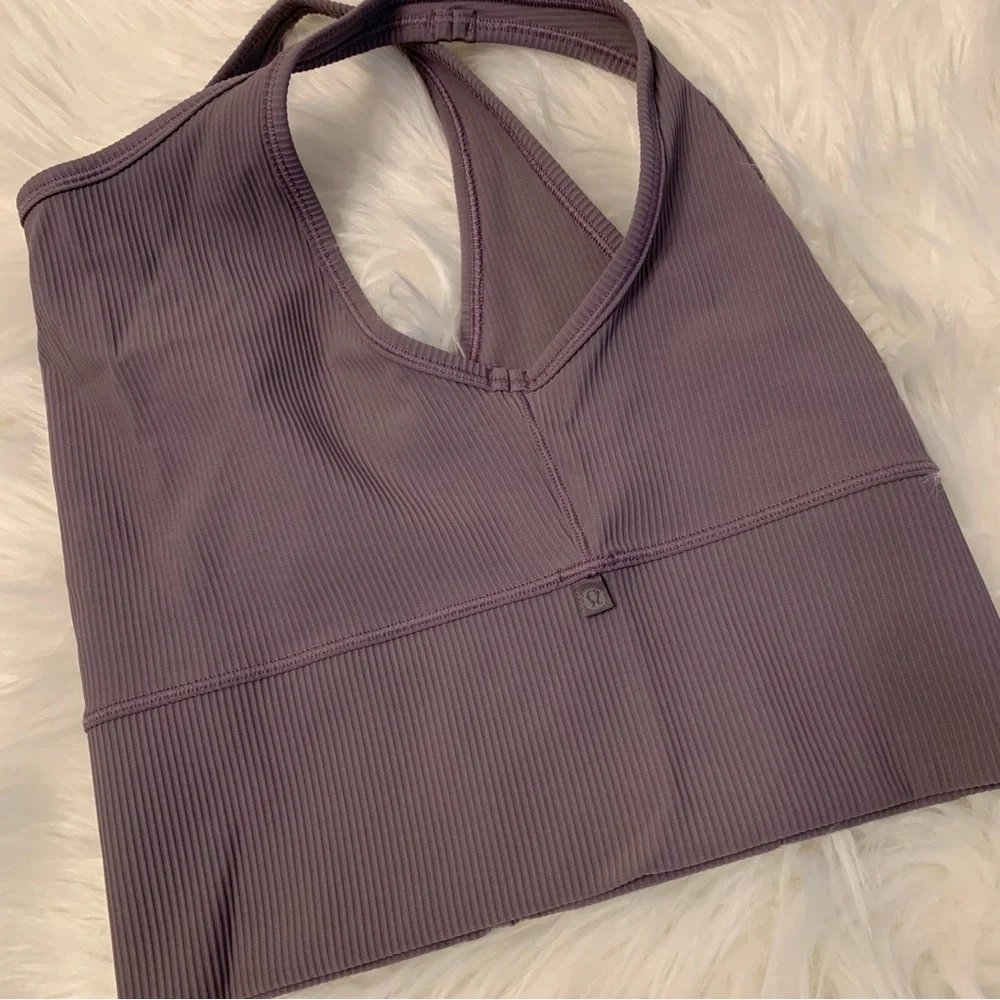 Lululemon Power Pivot Tank Top *Rib Dusky Lavender Purple Gray Reversible Sz 2